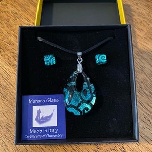 * New In Box * Authentic Murano Glass Earrings and Necklace Made in Italy